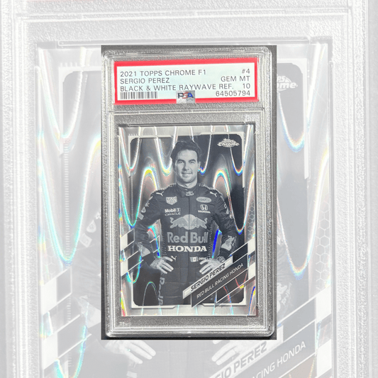 Topps Chrome 2021 Formula 1 F1 Sergio Perez Black & White Raywave PSA Grade 10