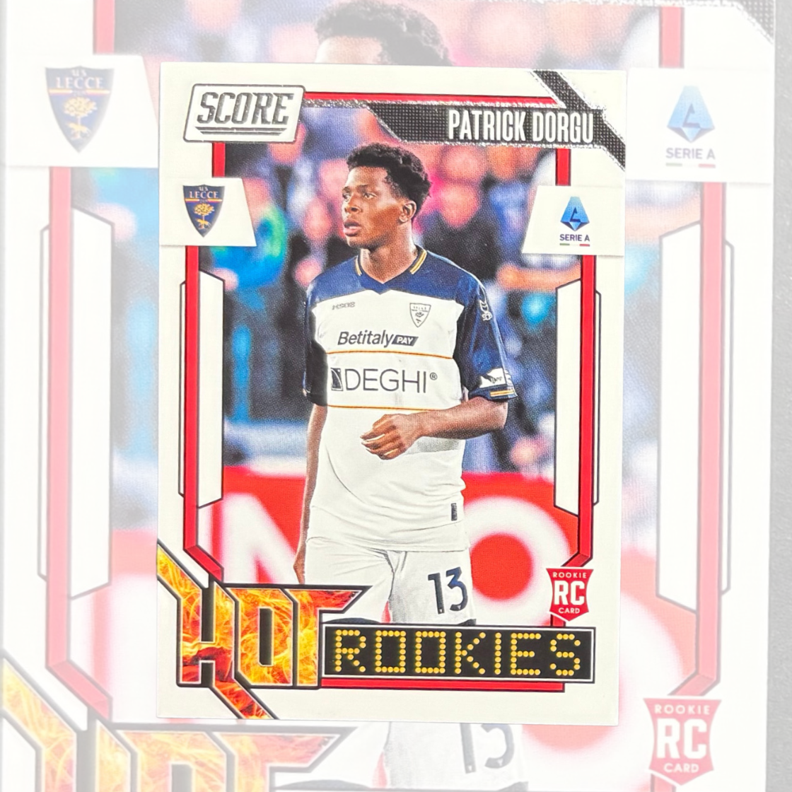 Panini Score Serie A 2023-24 Hot Rookies #10 Patrick Dorgu - Lecce RC Card