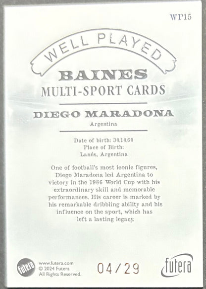 Futera Baines Well Played Diego Maradona 04/29