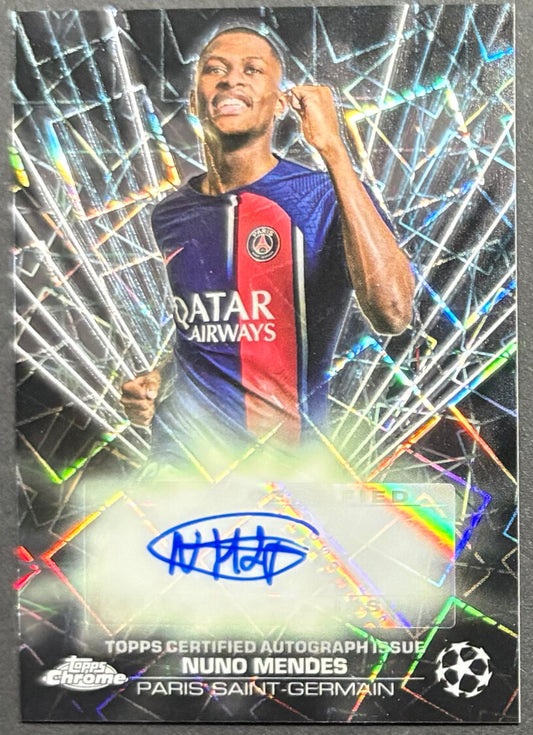 Nuno Mendes Black Laser Auto - 2023/24 Topps Chrome UEFA UCC Autograph