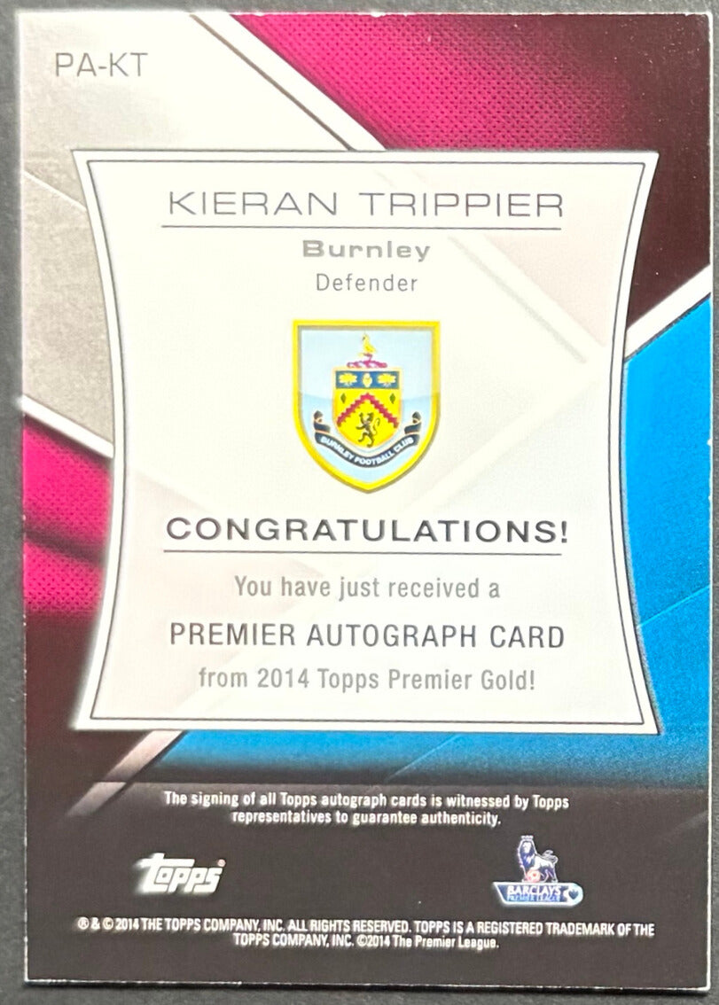 Topps Premier Gold 2014 Kieran Trippier Autograph Card