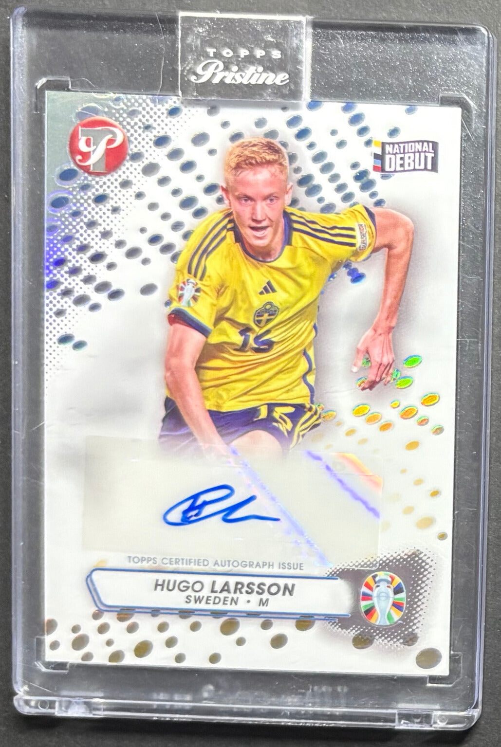 Hugo Larsson Auto Card Cased Topps Pristine Road to Euro 2024
