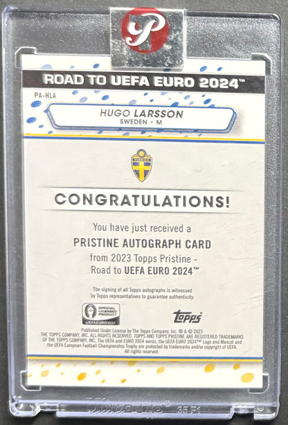 Hugo Larsson Auto Card Cased Topps Pristine Road to Euro 2024